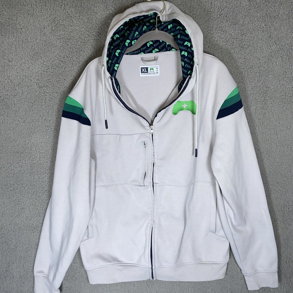 Child's Play Charity Men's XL Hoodie Game Controller Logo AOP Under Hood Seattle